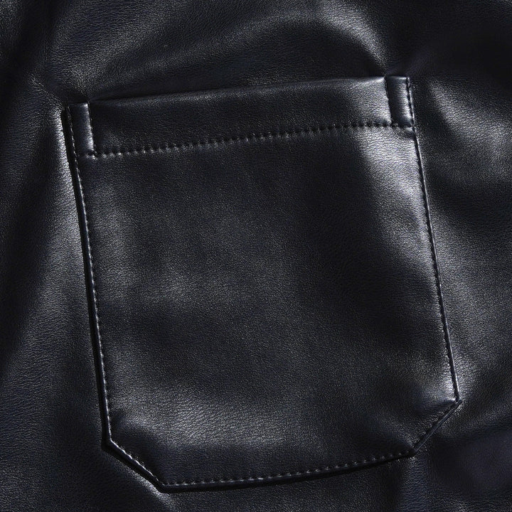 Pánská Klasická Casual Slim Fit Kožená Košile s Dlouhým Rukávem 79897850K