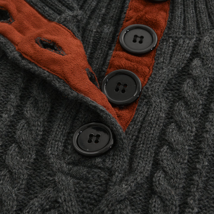 Pánský vintage pletený svetr s vysokým límcem 63163731X