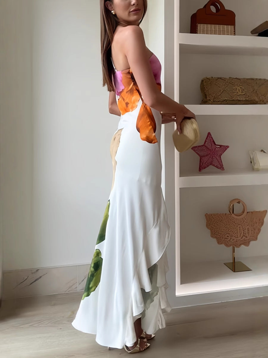 Iris | Asymetrická květinová maxi šaty