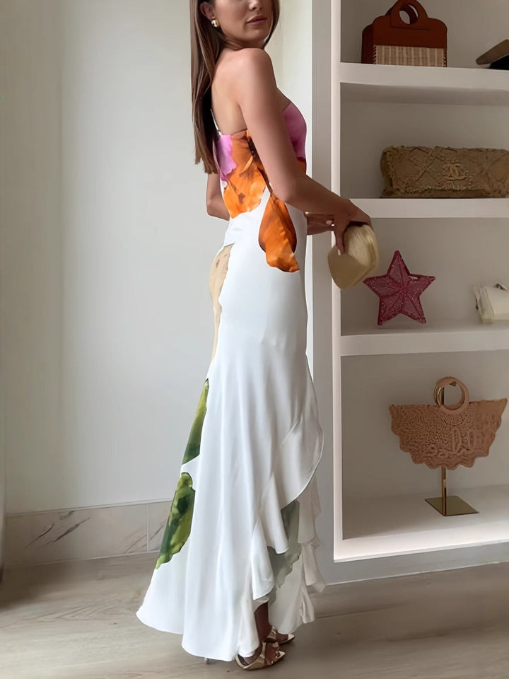 Iris | Asymetrická květinová maxi šaty