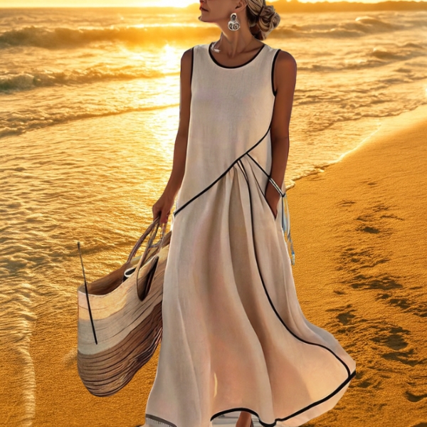 Elena – Elegantní Plisovaná Šaty Bez Rukávů