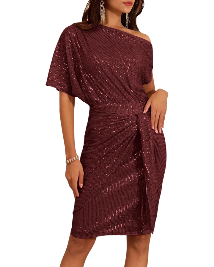 Klaudia | Šaty na Jedno Rameno s Flitry na Párty