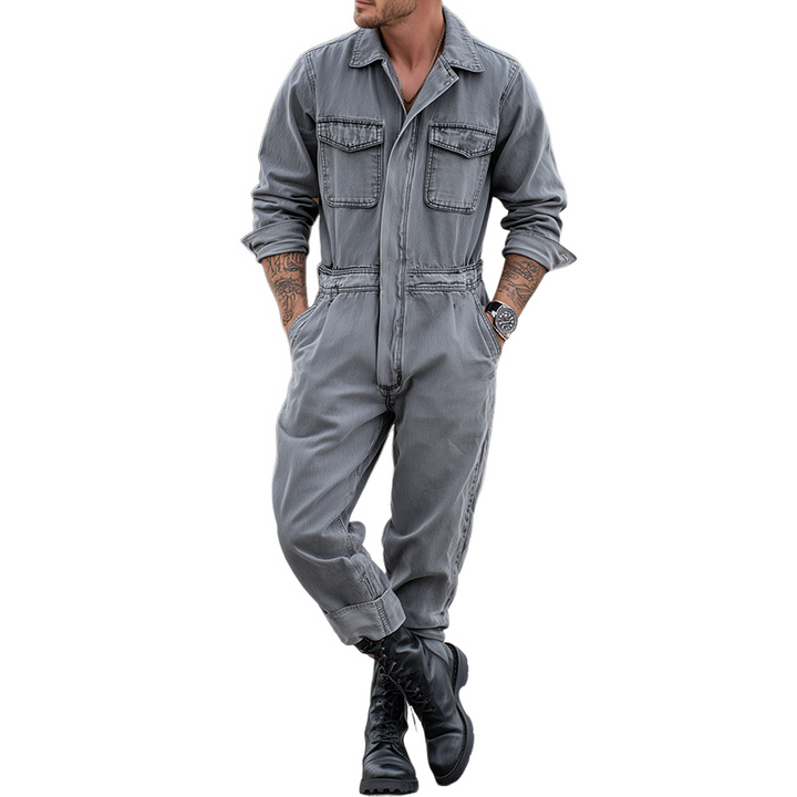 Pánský Retro Casual Džínový Praný Košile S Dlouhým Rukávem Kombinéza MTA0436H3TO