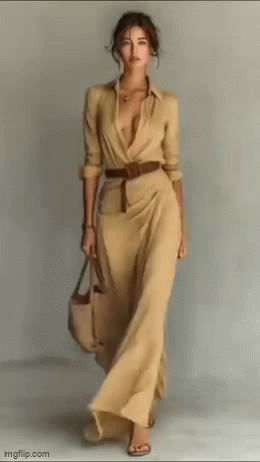 Karolina – Dlouhá Šaty s Límcem a Páskem