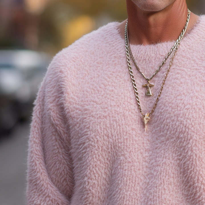 Pánský klasický svetr s kulatým výstřihem v jednobarevném provedení MTA1863H9U