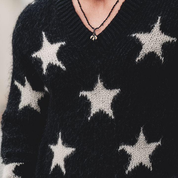 Pánský Casual V-Neck Svetr se Hvězdami MTA2832H2U