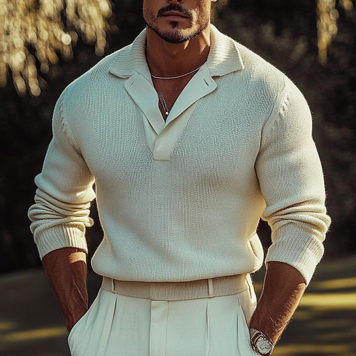 Pánský Pletený Svetr v Jednoduché Barvě s Volným Střihem MTA2768H6X