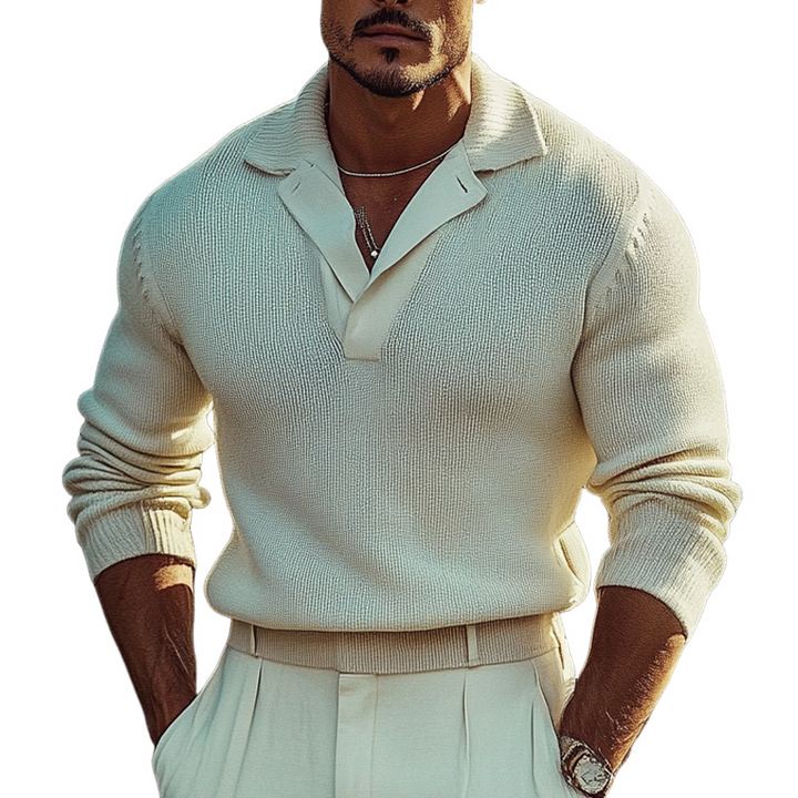 Pánský Pletený Svetr v Jednoduché Barvě s Volným Střihem MTA2768H6X