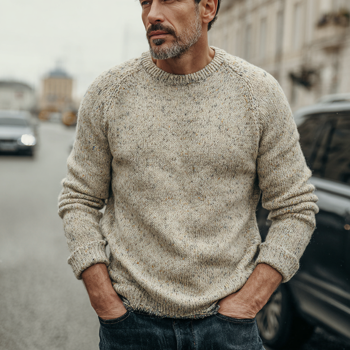 Pánský pletený svetr s kulatým výstřihem a dlouhým rukávem MTA1381H0X