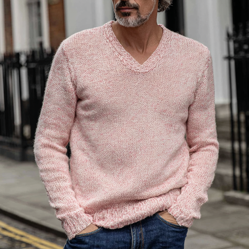 Pánský svetr s výstřihem do V v jednobarevném provedení MTA1426H7X