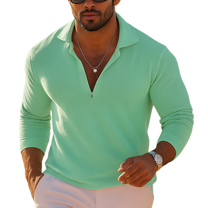 Pánský Pletený Svetr v Jednoduché Barvě s Volným Střihem a Zipem MTA2409G2X