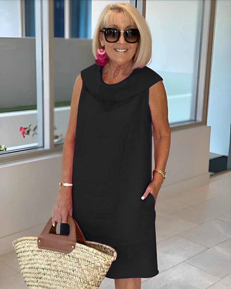 Mariella | Šaty z kvalitní mačkané látky s otevřeným límcem na zádech, společenské šaty