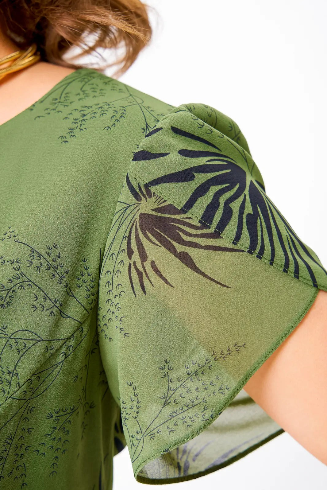 Jolanta | Elegantní Midi Šaty z Šifonu s Květinovým Vzorem