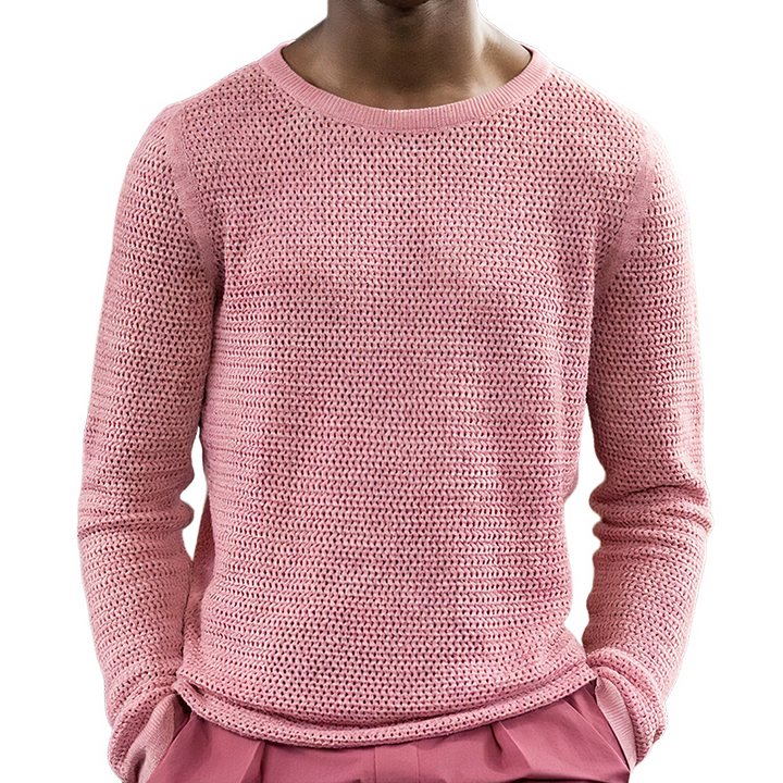 Pánský retro casual svetr s kulatým výstřihem v jednobarevné variantě MTA0811H4TO