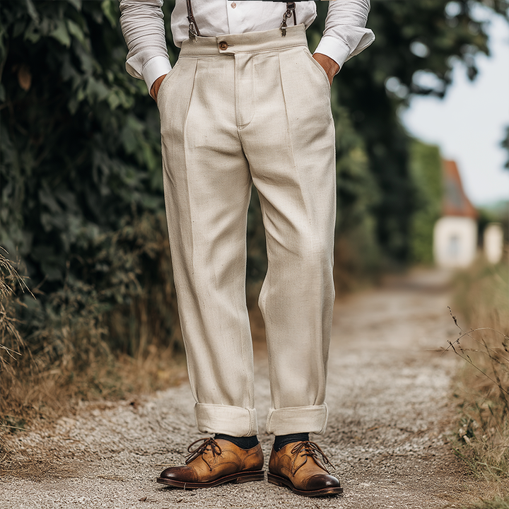 Pánské Retro Casual Bavlněné a Lněné Námornické Kalhoty MTA3199G4TO