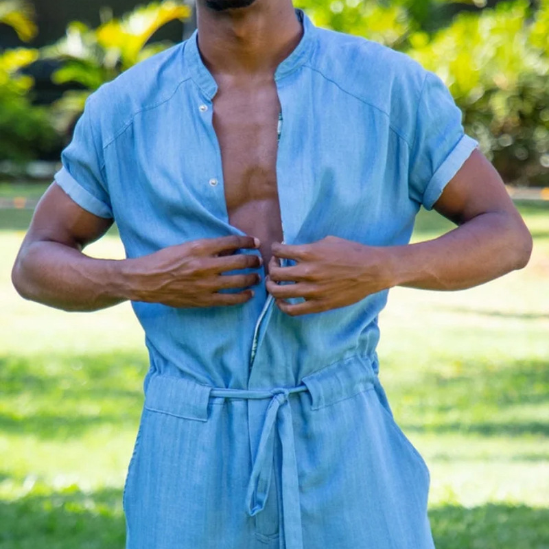 Pánský Casual Kombinéza s Krátkým Rukávem a Kulatým Výstřihem MTA1160F3X