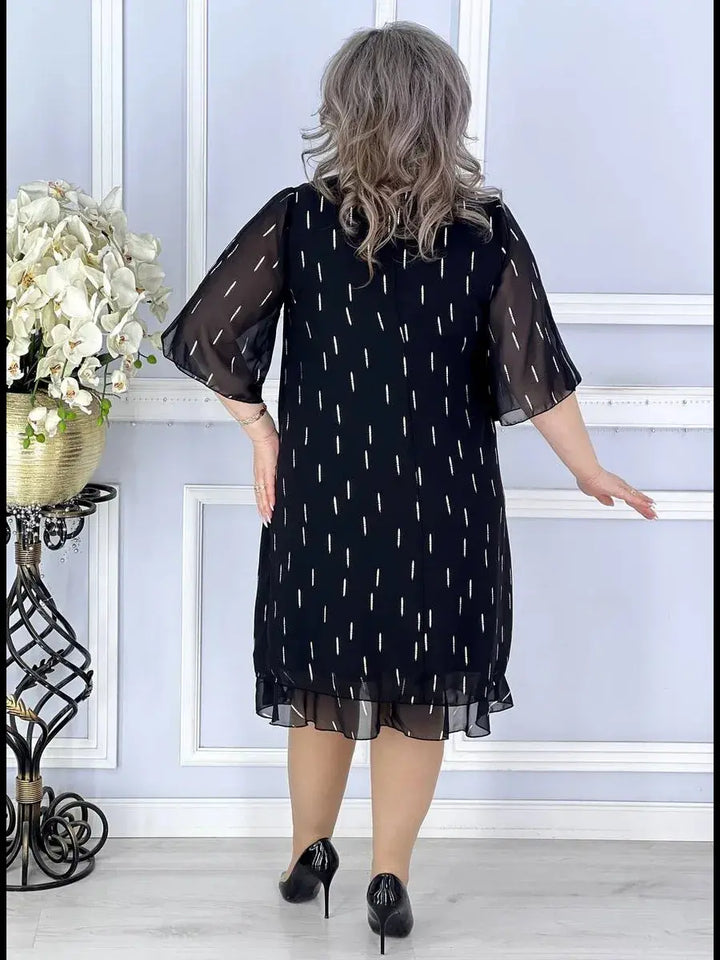 Wioletta | Elegantní midi šifonové šaty s záhyby