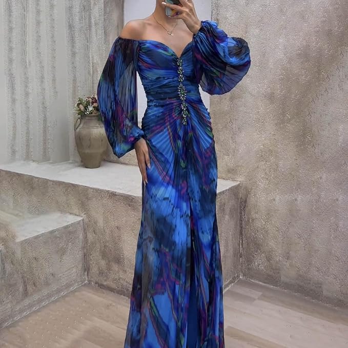 Helena | Plisovaná Maxi Šaty v Odcínech Západu Slunce