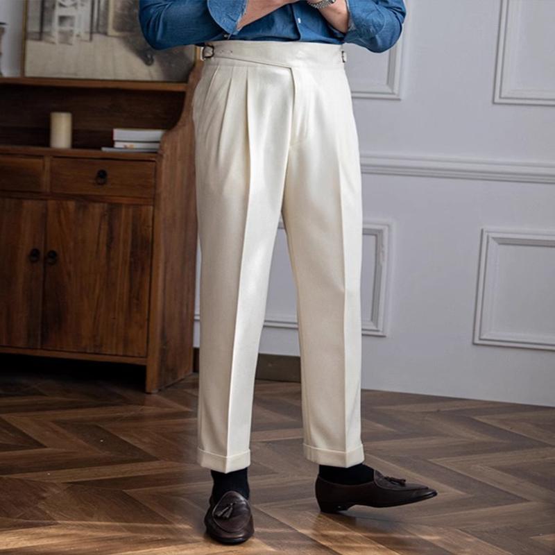 Pánské Britské Neapolské Kalhoty s Vysokým Pasem Slim Straight 23418848M