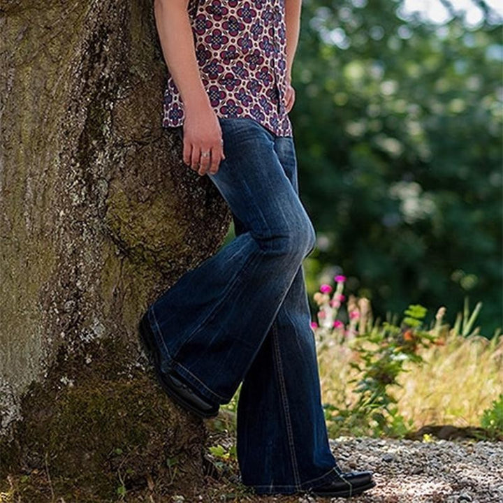 Pánské Vintage Prané Zničené Džíny s Rozšířenými Nohavicemi 31768668M