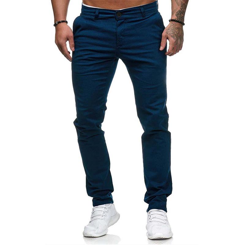 Pánské Casual Kalhoty v Jednoduché Barvě Slim Fit 43253681M