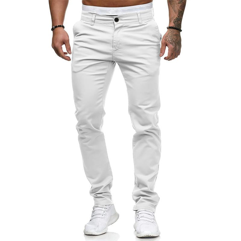 Pánské Casual Kalhoty v Jednoduché Barvě Slim Fit 43253681M