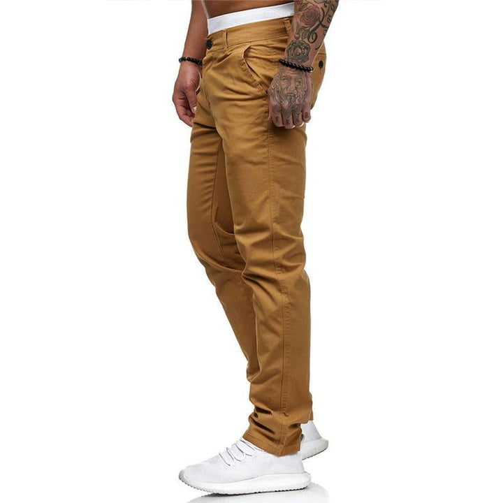 Pánské Casual Kalhoty v Jednoduché Barvě Slim Fit 43253681M