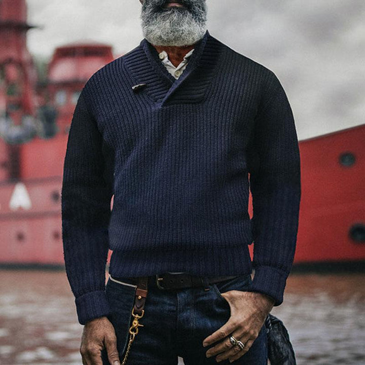 Pánský Vintage Klasický Svetr s Dlouhým Rukávem v Jednobarevné Barvě 89732685M