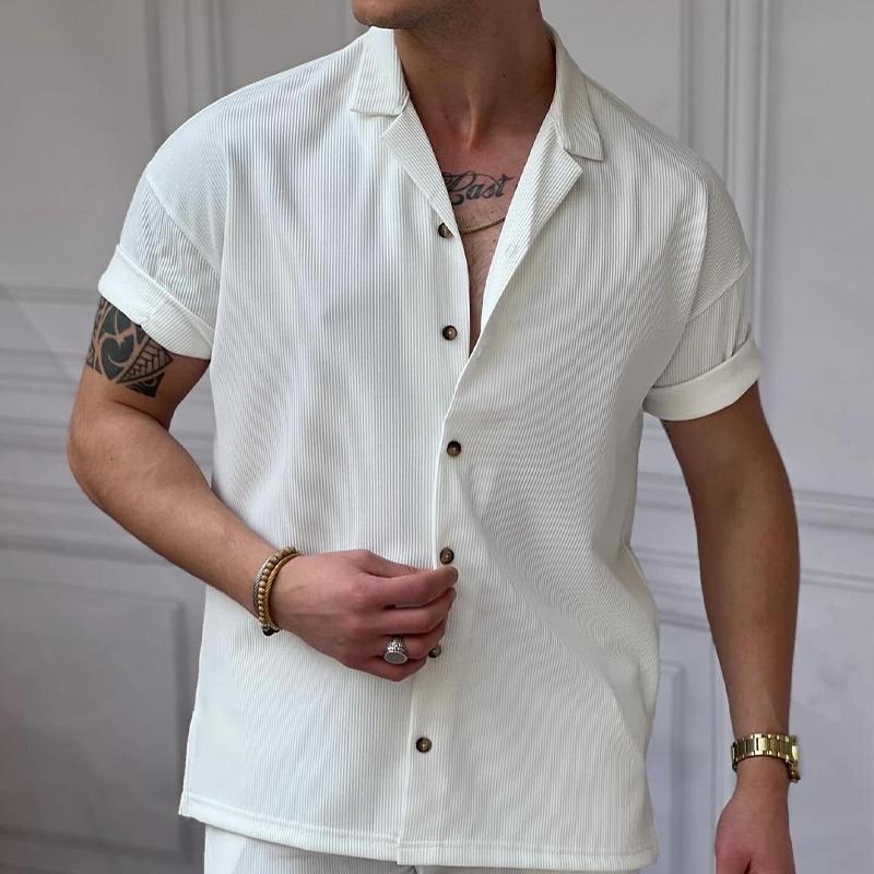 Pánská košile v jednobarevném provedení s proužky 09235271X