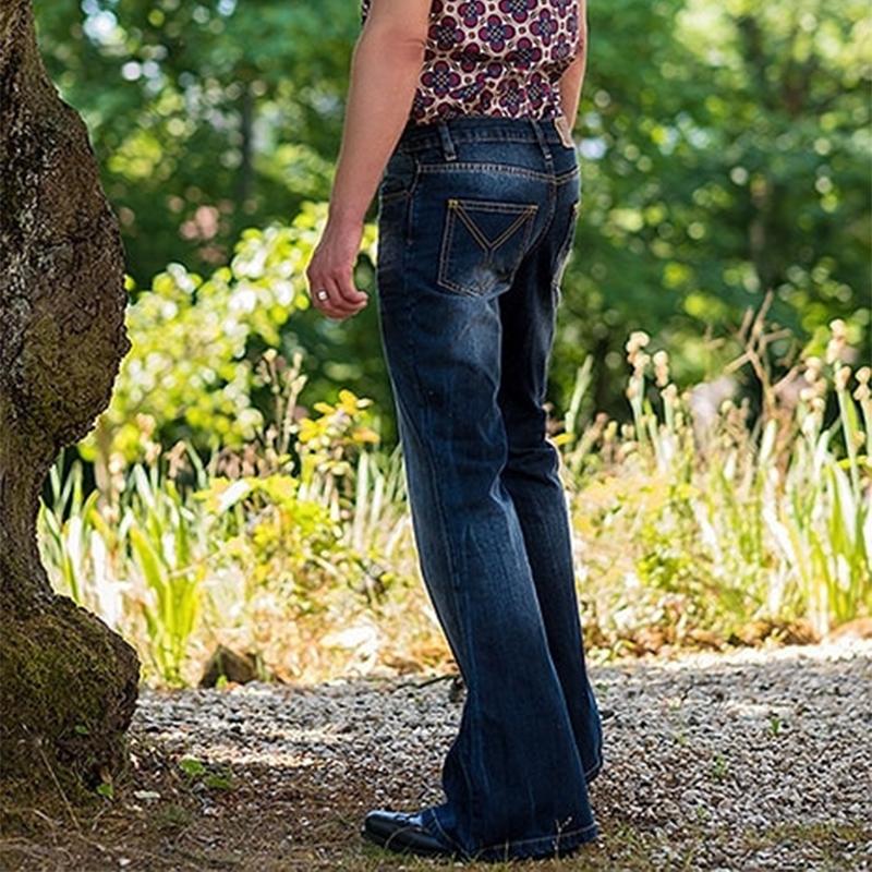 Pánské Vintage Prané Zničené Džíny s Rozšířenými Nohavicemi 31768668M