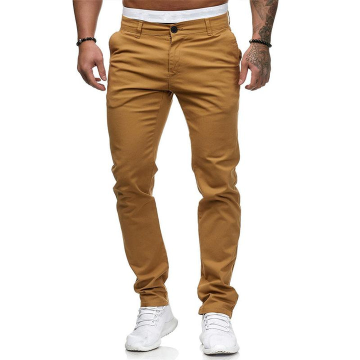 Pánské Casual Kalhoty v Jednoduché Barvě Slim Fit 43253681M