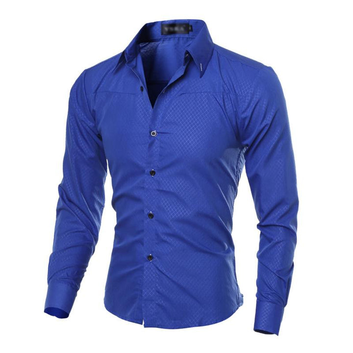 Pánská košile s dlouhým rukávem v tmavém diamantovém vzoru 42745264X