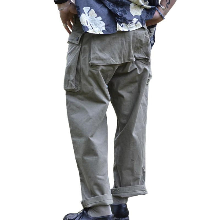 Pánské Vintage Vícekapesní Rovné Volné Kargo Kalhoty z Bavlny 31031389M