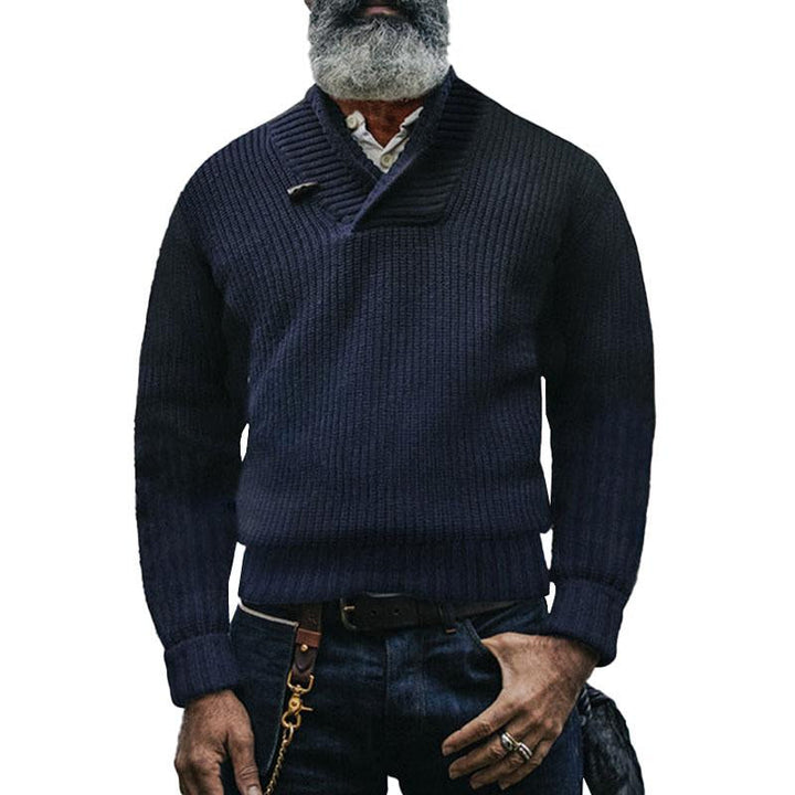 Pánský Vintage Klasický Svetr s Dlouhým Rukávem v Jednobarevné Barvě 89732685M