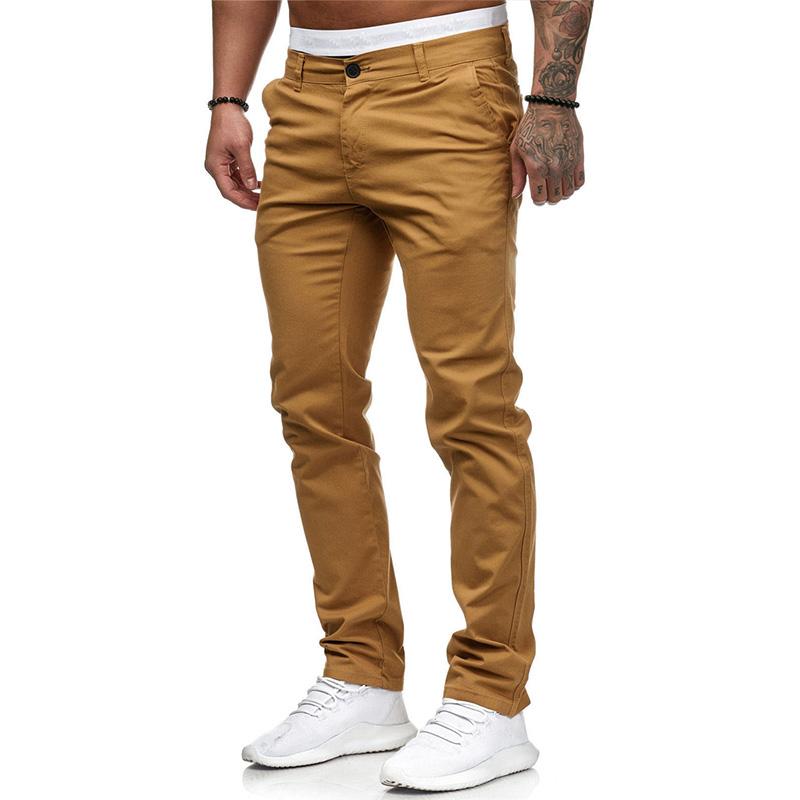 Pánské Casual Kalhoty v Jednoduché Barvě Slim Fit 43253681M