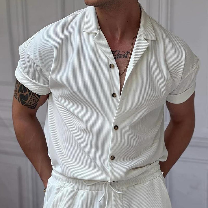 Pánská košile v jednobarevném provedení s proužky 09235271X