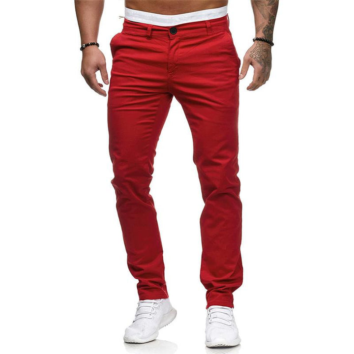 Pánské Casual Kalhoty v Jednoduché Barvě Slim Fit 43253681M