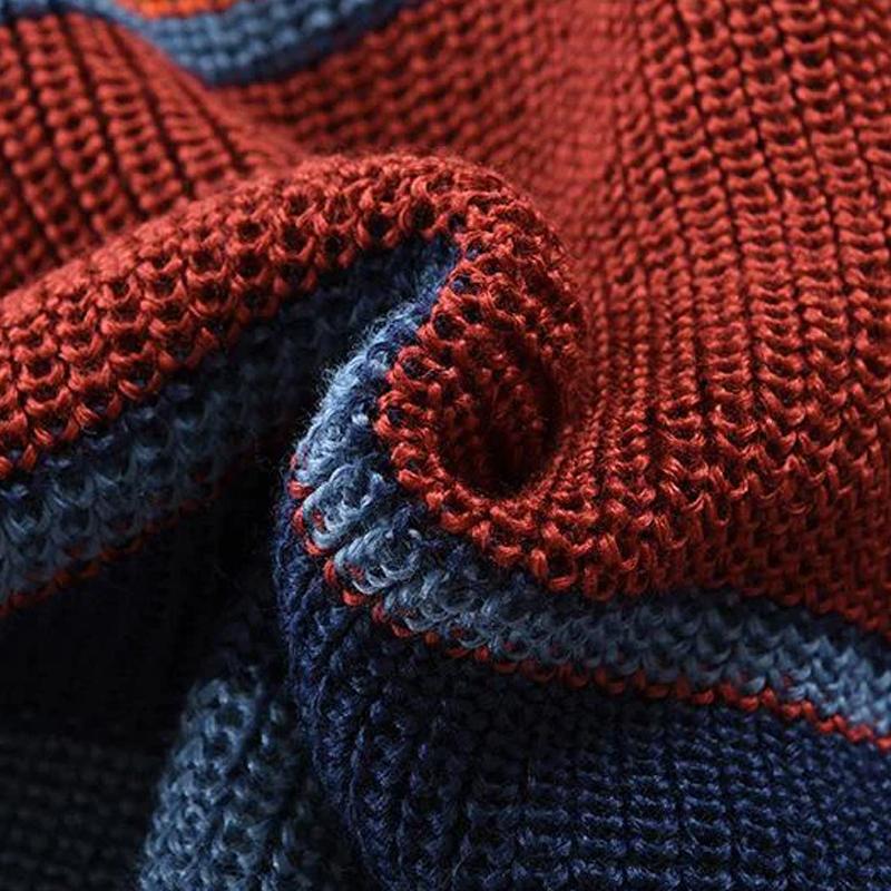 Pánský vintage svetr s výstřihem do V v duhových pruzích 10689080X