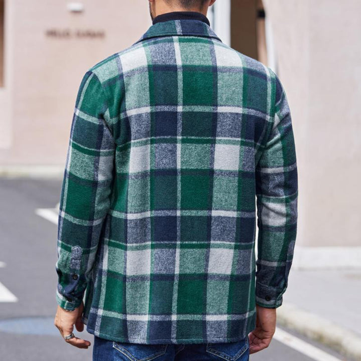 Pánská Flanelová Košile v Károvaném Vintage Stylu s Dlouhým Rukávem 17882382Y