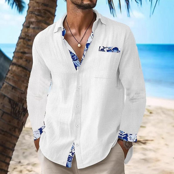 Pánská košile s dlouhým rukávem s dekorativním potiskem 63725351Z