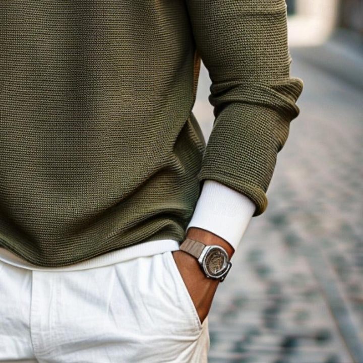 Pánský casual svetr s barevným blokem a zipem 95440001Y