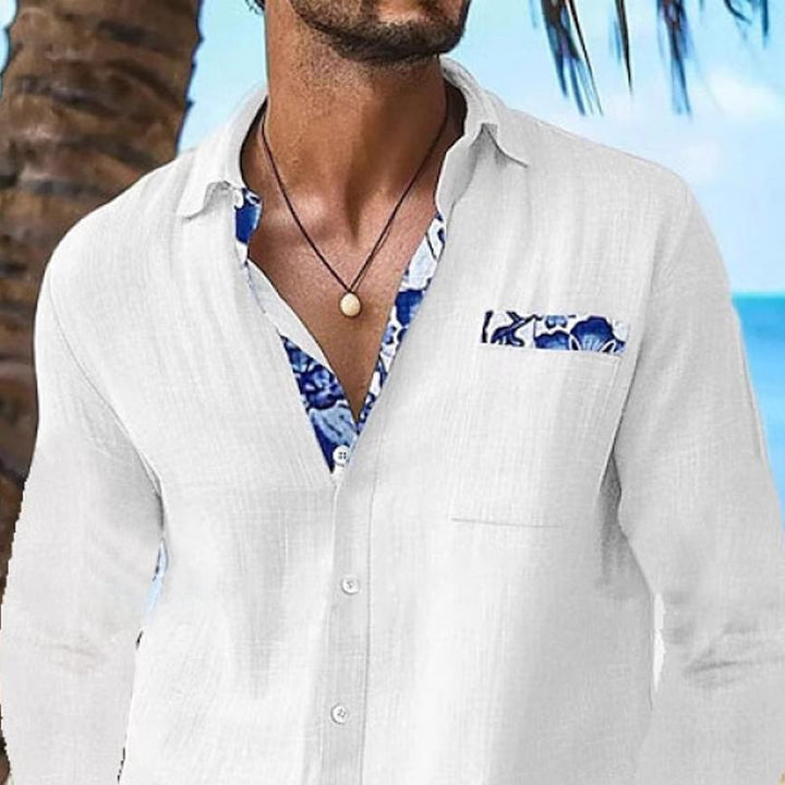 Pánská košile s dlouhým rukávem s dekorativním potiskem 63725351Z