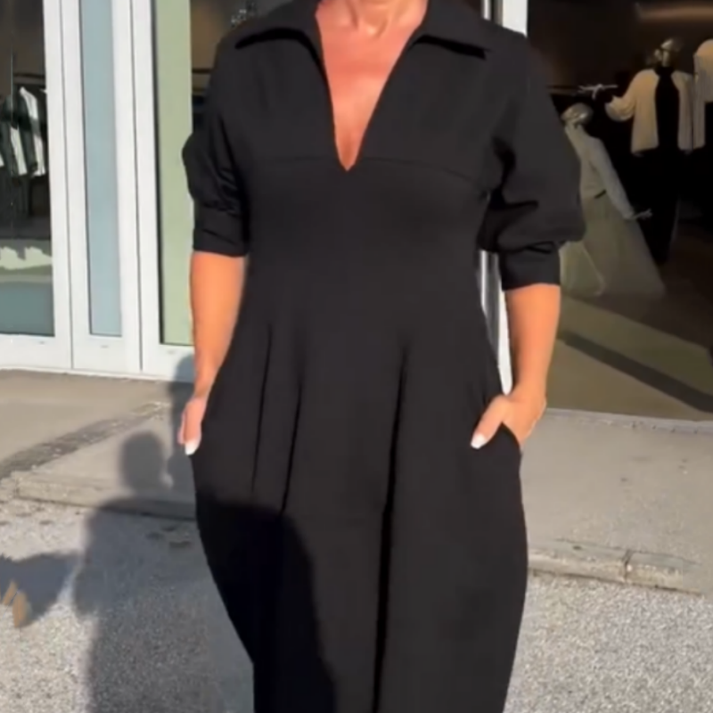 Rozalia | Každodenní midi šaty s výstřihem do V a klopami